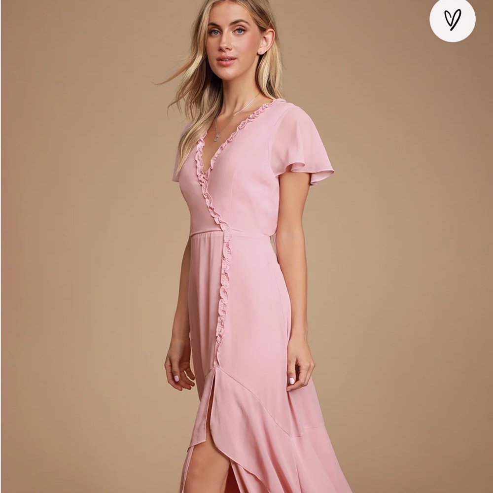 Lulus Pour the Champagne Mauve Pink Ruffled Backless Maxi Dress